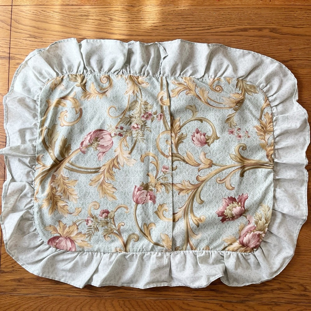 Vintage Gunne Sax Standard Pillow Sham Floral Wide Ruffle - Picture 3 of 5